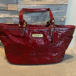 Red coach tote purse